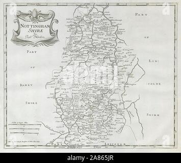 NOTTINGHAMSHIRE von Camden Britannia von ROBERT MORDEN 1722 alte antike Karte Stockfoto