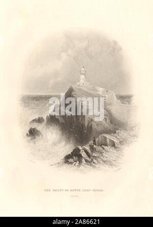 Die Baily Lighthouse, Howth Head, die Bucht von Dublin, Irland 1843 alten, antiken Drucken Stockfoto