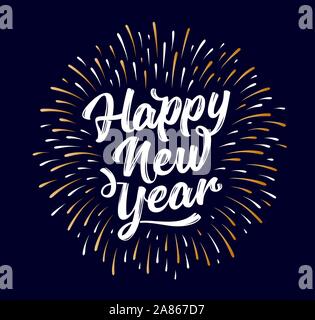 Frohes neues Jahr. Schriftzug Text für ein glückliches Neues Jahr Stock Vektor
