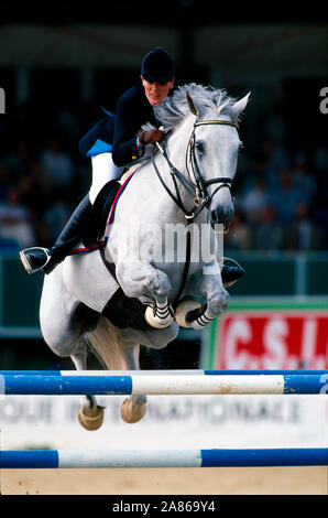 CSIO Luxemburg 1995, Kelly Brown (GBR), Alfredo Stockfoto