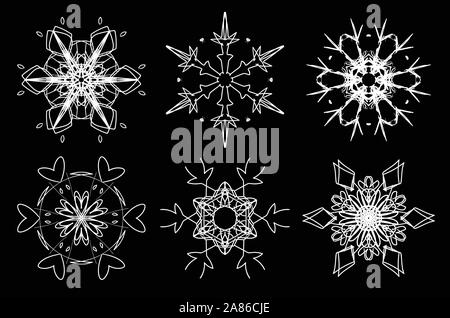 Weihnachten Satz von Hand gezeichnet Schön filigranen Schneeflocken Stock Vektor