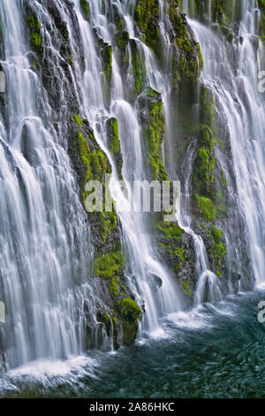 Burney Wasserfälle kaskaden 129 Fuß über Moos bedeckt Basalt im nördlichen Kalifornien Mc Arthur-Burney fällt Memorial State Park in der Cascade Mountain lief Stockfoto