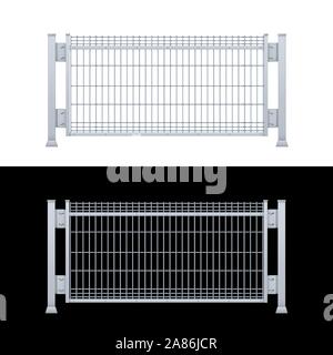 Realistische Vektor verzinktem Metall zaun Panel. Rechteckige aus Edelstahlgewebe V Typ. Stock Vektor