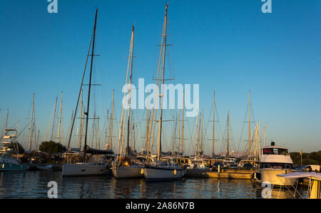 Olbia Sardinien, 19. AUGUST 2019: Maxy Yacht in den Hafen von Olbia. Stockfoto