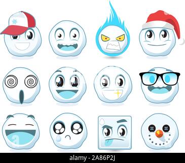 Snow Ball smileys Avatare Stock Vektor