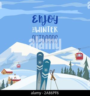 Bergkabellenkabellstation Stock Vektor