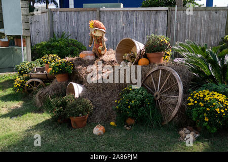 Halloween Dekorationen an der Kneipe in Gulf Shores, Alabama. Stockfoto