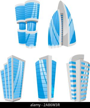 Hohes gebäude Business Skyscraper Antenne Tower Set Vector Illustration. Stock Vektor