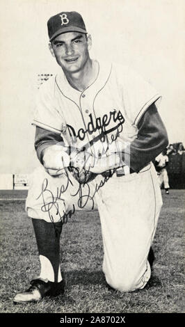 Vintage schwarz und weiß Erinnerungsfoto von Major League Baseball player Don Bessent mit den Brooklyn dodgers ca. 1950 s Stockfoto