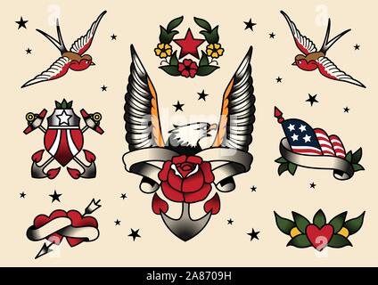 Tattoo Flash Flash Vector Illustration. Stock Vektor