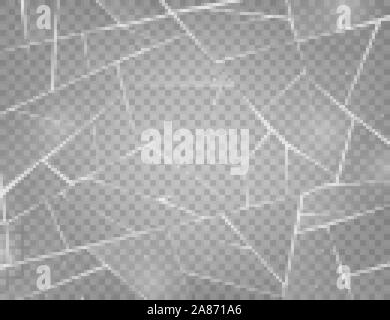 Realistische Risse im Eis. Frozen Glas mit Risse und Kratzer. Vector Illustration. Stock Vektor