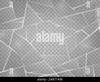 Realistische Risse im Eis. Frozen Glas mit Risse und Kratzer. Vector Illustration. Stock Vektor