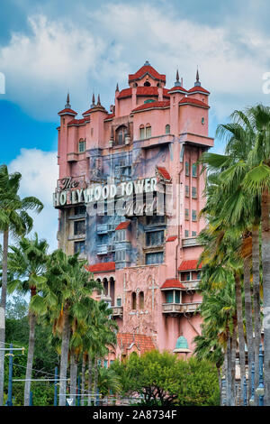 Hollywood Tower des Terrors hotel Fahrt Gebäude in Disney Hollywood Studios Stockfoto