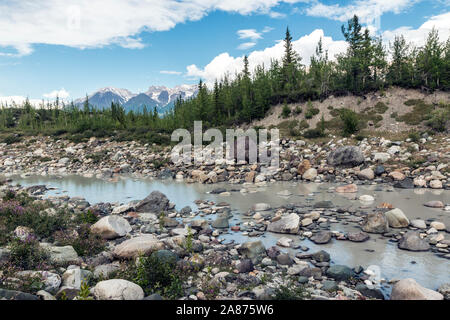 Querformat des Wrangell-St. Elias National Park in Alaska, der größte Nationalpark in den Vereinigten Staaten. Stockfoto