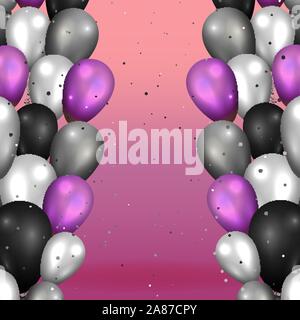 Realistische Vektor ballons Hintergrund für Web und Print Dekoration, golden Schwarz und Silber luxus Abbildung. Stock Vektor