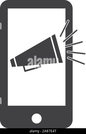 Mobile Marketing Symbol auf weißem Hintergrund. Business digitale Kennzeichnung auf mobile und Werbung Konzept. Stock Vektor