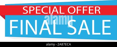 Angebot sale Banner auf weißem Hintergrund. Angebot Blue Label. Stock Vektor