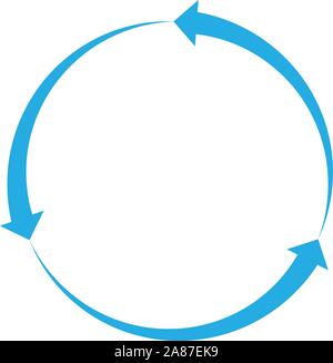 Blauer Pfeil Symbol auf weißem Hintergrund. Blauer Pfeil unterzeichnen. Flat Style. Zyklus Pfeilsymbol. Stock Vektor