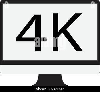 Computer Monitor 4 K auf weißem Hintergrund. computer monitor 4 K Symbol. Flat Style.display 4K Zeichen. Stock Vektor