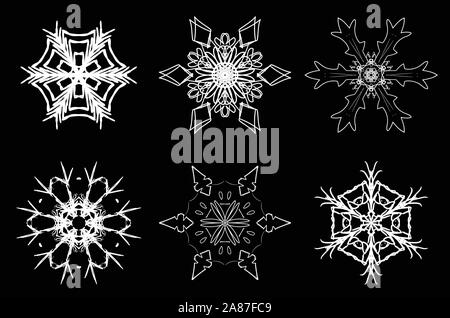 Weihnachten Satz von Hand gezeichnet Schön filigranen Schneeflocken Stock Vektor