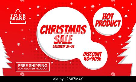 Weihnachten Verkauf Banner Design Vorlage, Urlaub Flash Sale Promotion Design Konzept Stock Vektor