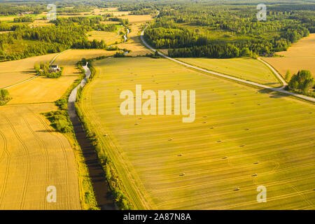 Luftbild der Bauernfelder in der Nähe von Tampere, Finnland Stockfoto