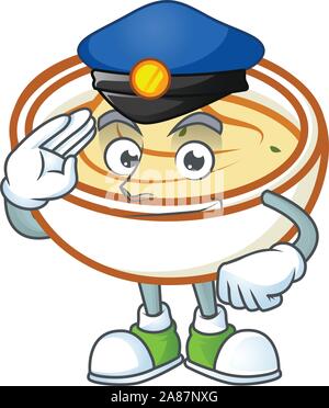 Kartoffelpüree Zeichentrickfigur mit Maskottchen Polizei. Stock Vektor