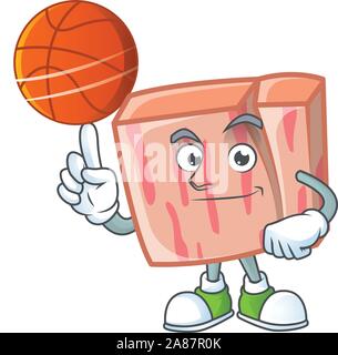 Frisches Fleisch cartoon mit Holding basketball Zeichenform Stock Vektor