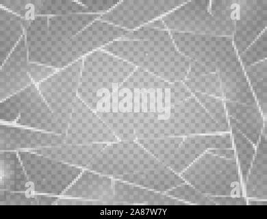 Realistische Risse im Eis. Frozen Glas mit Risse und Kratzer. Vector Illustration. Stock Vektor