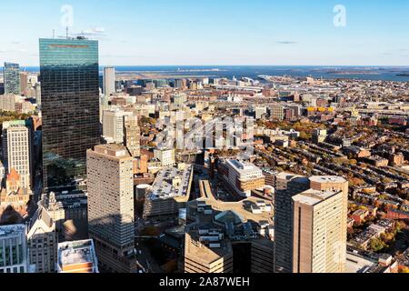 Blick von Prudential Tower John Hancock Tower, 200 Clarendon und South Boston, Boston, Massachusetts, New England, USA Stockfoto
