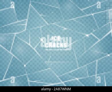 Realistische Risse im Eis. Frozen Glas mit Risse und Kratzer. Vector Illustration. Stock Vektor