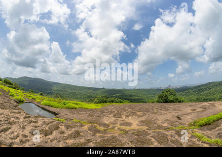 Aussicht auf den tropischen Wald in dem Sanjay Gandhi Nationalpark Mumbai Maharashtra Indien. In der Nähe von kanheri Caves in Mumbai, Indien. Stockfoto