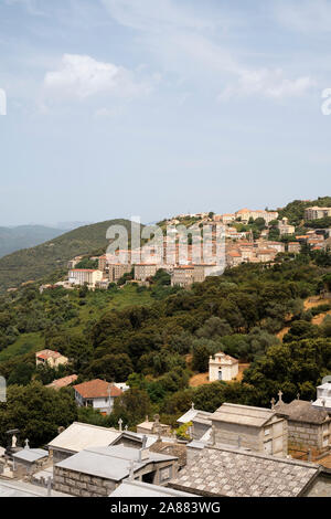 Die gipfelstadt Granit Gebäuden von Sartene im Corse-du-Sud Departement von Frankreich auf der Insel Korsika. Stockfoto