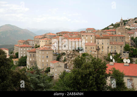 Die gipfelstadt Granit Gebäuden von Sartene im Corse-du-Sud Departement von Frankreich auf der Insel Korsika. Stockfoto