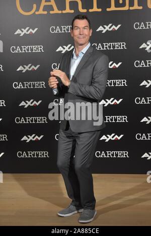 Madrid, Spanien. 07 Nov, 2019. US Schauspieler Jerry O'Connell und Schauspielerin Rebecca Romijn darstellen, bei der Präsentation der "Carter" AXN TV-Show, in Madrid, am Donnerstag, 07, November 2019 Credit: CORDON PRESSE/Alamy leben Nachrichten Stockfoto