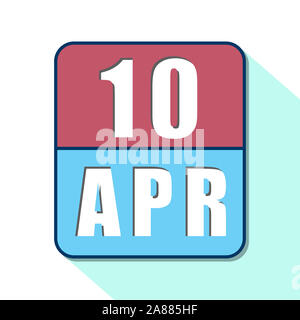 April 10 th. 10. Tag des Monats, Einfacher Kalender Symbol auf weißem Hintergrund. Planung. Zeit-management. Der Kalender Symbole für Web Design. Feder, Monat, Stockfoto