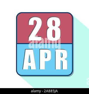 April 28 th. 28. Tag des Monats, Einfacher Kalender Symbol auf weißem Hintergrund. Planung. Zeit-management. Der Kalender Symbole für Web Design. Feder, Monat, Stockfoto