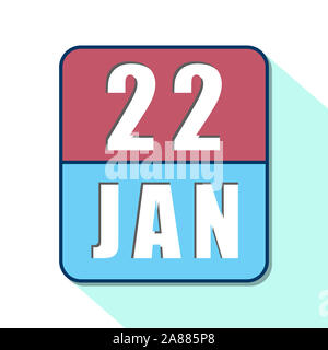 22. Januar. Tag 22 Monat, Einfacher Kalender Symbol auf weißem Hintergrund. Planung. Zeit-management. Der Kalender Symbole für Web Design. Winter Monat Stockfoto