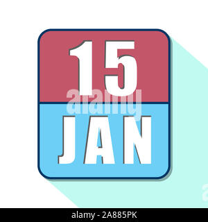 15. Januar. Tag 15 der Monat, Einfacher Kalender Symbol auf weißem Hintergrund. Planung. Zeit-management. Der Kalender Symbole für Web Design. Winter Monat Stockfoto