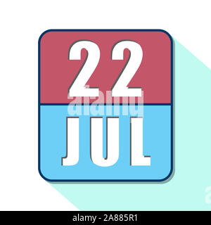 22.Juli. Tag 22 Monat, Einfacher Kalender Symbol auf weißem Hintergrund. Planung. Zeit-management. Der Kalender Symbole für Web Design. Sommer Monat, d Stockfoto