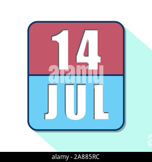 Juli 14. 14. Tag des Monats, Einfacher Kalender Symbol auf weißem Hintergrund. Planung. Zeit-management. Der Kalender Symbole für Web Design. Sommer Monat, d Stockfoto