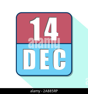 14.Dezember. 14. Tag des Monats, Einfacher Kalender Symbol auf weißem Hintergrund. Planung. Zeit-management. Der Kalender Symbole für Web Design. winter Mont Stockfoto