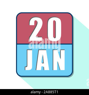 20. Januar. 20. Tag des Monats, Einfacher Kalender Symbol auf weißem Hintergrund. Planung. Zeit-management. Der Kalender Symbole für Web Design. Winter Monat Stockfoto