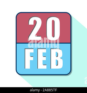 Februar 20th. 20. Tag des Monats, Einfacher Kalender Symbol auf weißem Hintergrund. Planung. Zeit-management. Der Kalender Symbole für Web Design. winter Mont Stockfoto
