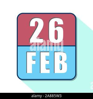 Februar 26. Tag 26 Monat, Einfacher Kalender Symbol auf weißem Hintergrund. Planung. Zeit-management. Der Kalender Symbole für Web Design. winter Mont Stockfoto