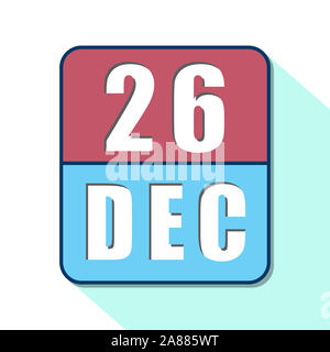 26. Dezember. Tag 26 Monat, Einfacher Kalender Symbol auf weißem Hintergrund. Planung. Zeit-management. Der Kalender Symbole für Web Design. winter Mont Stockfoto