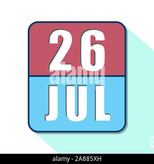 Am 26. Juli. Tag 26 Monat, Einfacher Kalender Symbol auf weißem Hintergrund. Planung. Zeit-management. Der Kalender Symbole für Web Design. Sommer Monat, d Stockfoto