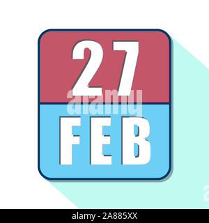 Februar 27. Tag 27 Monat, Einfacher Kalender Symbol auf weißem Hintergrund. Planung. Zeit-management. Der Kalender Symbole für Web Design. winter Mont Stockfoto