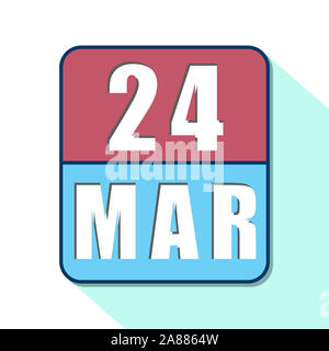 24. März. Tag 24 der Monat, Einfacher Kalender Symbol auf weißem Hintergrund. Planung. Zeit-management. Der Kalender Symbole für Web Design. Feder, Monat, Stockfoto