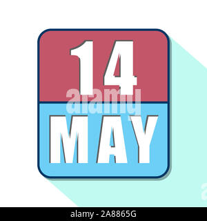 14. Mai. 14. Tag des Monats, Einfacher Kalender Symbol auf weißem Hintergrund. Planung. Zeit-management. Der Kalender Symbole für Web Design. Feder, Monat, da Stockfoto